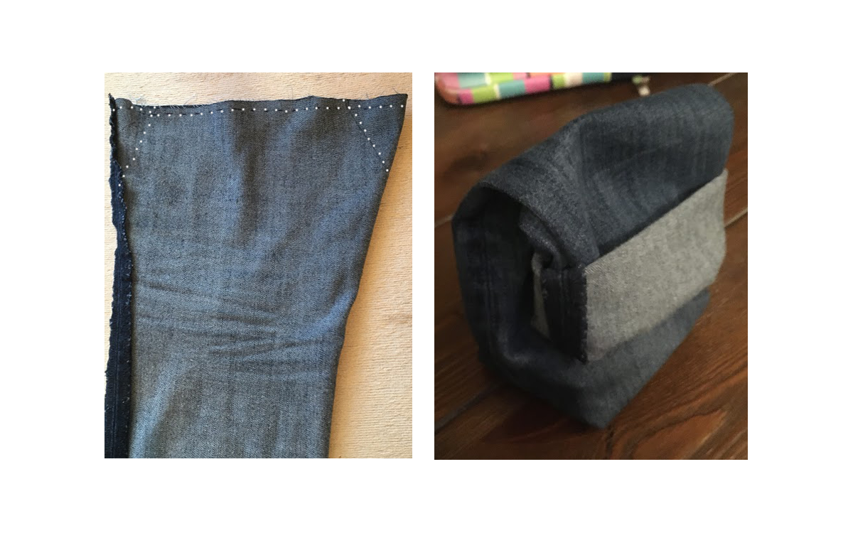 Upcycling jeans pant leg to bag