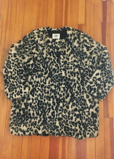 Leopard print faux fur coat